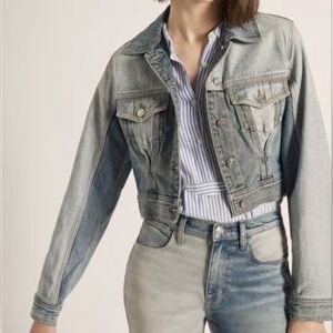 Current/Elliott The Reversed Jean Jacket In Two Tone Denim Size Size Small